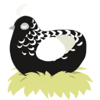 A sable and white chicken with a half-lace pattern