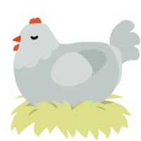 A silver chicken with a head pattern