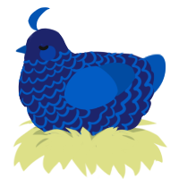 A navy and ultramarine chicken with a lace pattern