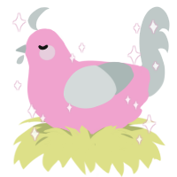 A pink and silver chicken