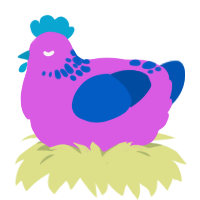 A orchid and ultramarine chicken with a neck-speckle pattern