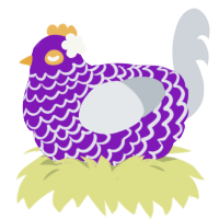 A violet and mist chicken with a lace pattern