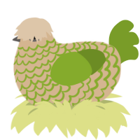 (unnamed), a beige and chartreuse chicken with a lace pattern