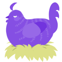 A blurple chicken with a half-bar pattern