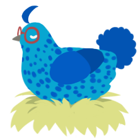 Dave Algebra Class, a cerulean and ultramarine chicken with a speckle pattern