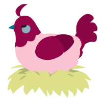 A rose and maroon chicken with a head pattern