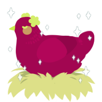 A maroon chicken with a neck-band pattern