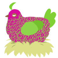Juurokuryu, a fuchsia and grass chicken with a double-lace pattern