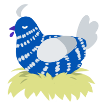 A ultramarine and mist chicken with a bar pattern