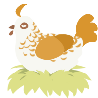 Snow Mist, a white and orange chicken with a half-lace pattern