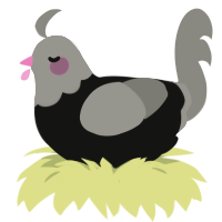 A black and ash chicken with a head pattern