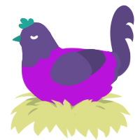 A amethyst and overcast chicken with a head pattern