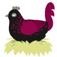 A sable and maroon chicken with a half-lace pattern