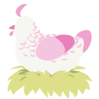 A white and pink chicken with a half-lace pattern