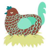 Chocolate, a russet and mint chicken with a lace pattern