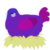 A indigo and plum chicken with a lace pattern