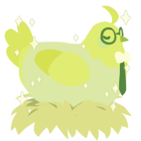 Cavin, a gluppy and lime chicken with a head pattern