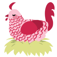 A rose and crimson chicken with a lace pattern
