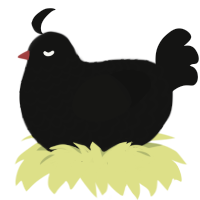 A black chicken with a lace pattern