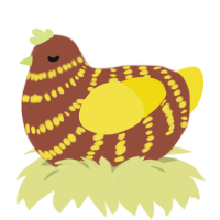 A russet and yellow chicken with a bar pattern