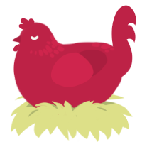 A crimson chicken with a neck-speckle pattern