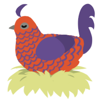 A vermilion and overcast chicken with a lace pattern