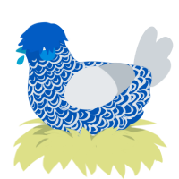 A ultramarine and mist chicken with a double-lace pattern