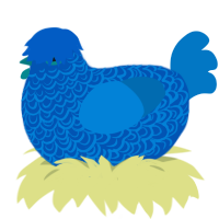 A ultramarine and sapphire chicken with a double-lace pattern