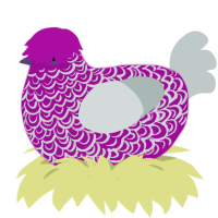 A plum and silver chicken with a double-lace pattern