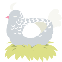 A mist and white chicken with a half-lace pattern
