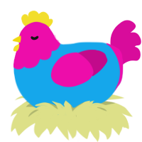 PAN PRIDE, a sky and fuchsia chicken with a head pattern