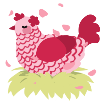 Valentine, a rose and crimson chicken with a lace pattern
