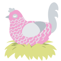 Cedar, a pink and mist chicken with a lace pattern