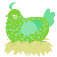 A grass and spring chicken with a speckle pattern