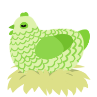 A apple and grass chicken with a lace pattern