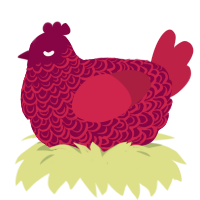 A maroon and crimson chicken with a double-lace pattern