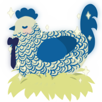 A mist and ultramarine chicken with a double-lace pattern