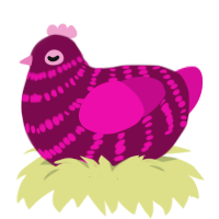 A wine and fuchsia chicken with a bar pattern