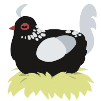 A sable and mist chicken with a neck-speckle pattern