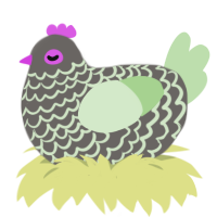 A grey and gluppy chicken with a lace pattern