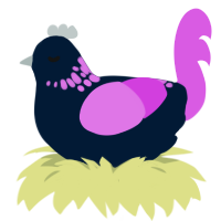 A tumblr and orchid chicken with a neck-speckle pattern