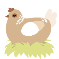 Biscuit, a beige and cream chicken with a neck-band pattern