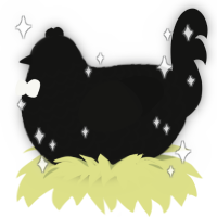 A black chicken with a lace pattern