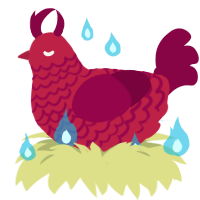 Roostifer, a crimson and maroon chicken with a lace pattern