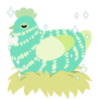 A mint and apple chicken with a bar pattern