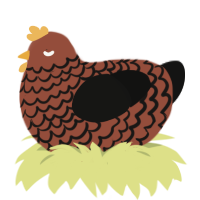 A russet and black chicken with a lace pattern