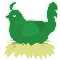A viridian chicken with a neck-speckle pattern