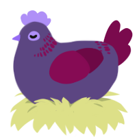 A overcast and wine chicken with a neck-band pattern