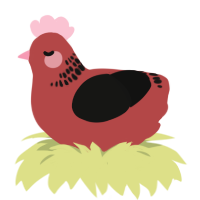 A red and black chicken with a neck-band pattern