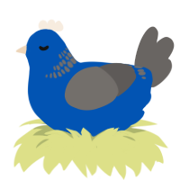 A ultramarine and grey chicken with a neck-band pattern